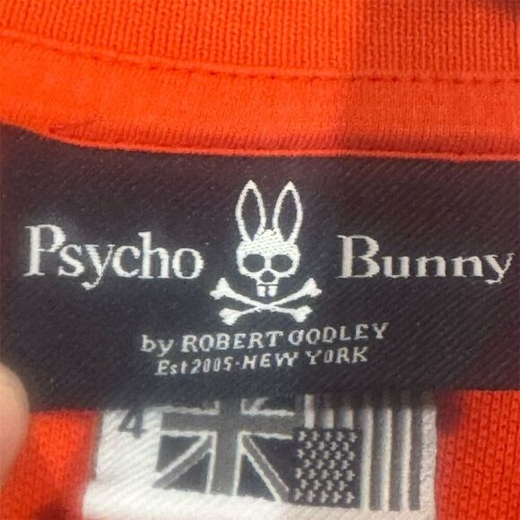 Psycho Bunny Men’s Polo Shirt Size 4 Red Pima Cotton Skull Bunny Peru Preppy Y2K - Picture 7 of 10